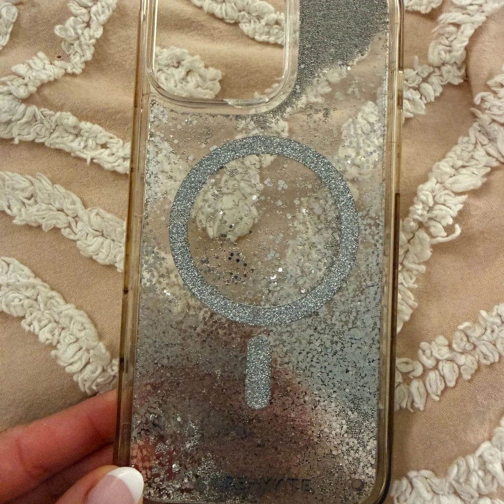 case-mate Clear Glitter MagSafe Phone Case - Silver Glitter